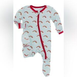 Kickee Pants Bamboo Zip Footie – Spring Sky Rainbows – 3–6 Months